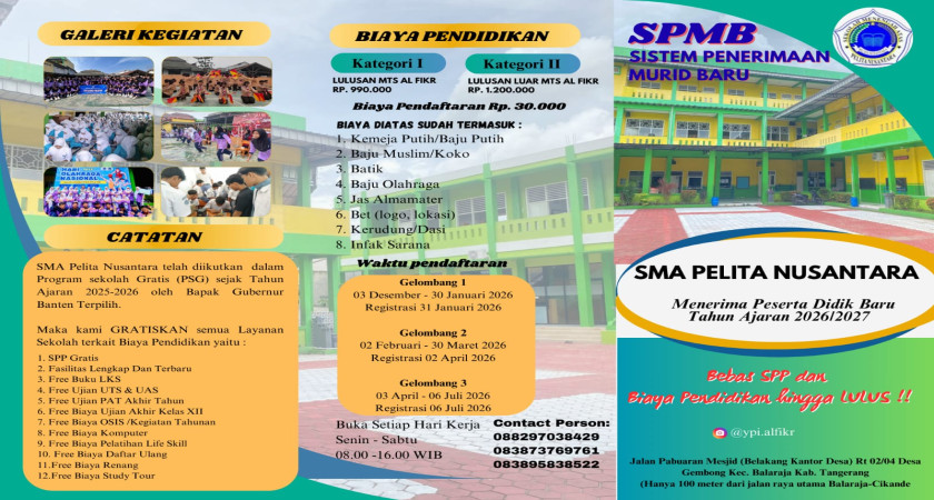 SPMB SMA PELITA NUSANTARA TAHUN AJARAN 2026-2027